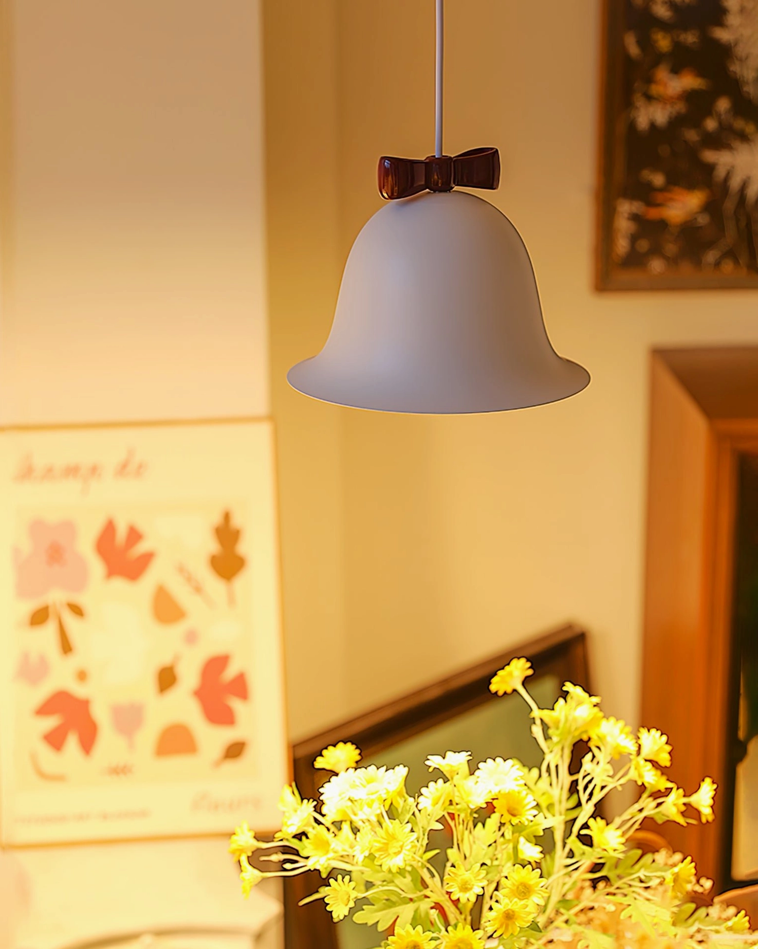 Bow bell pendant lamp living room focal point lighting fixture