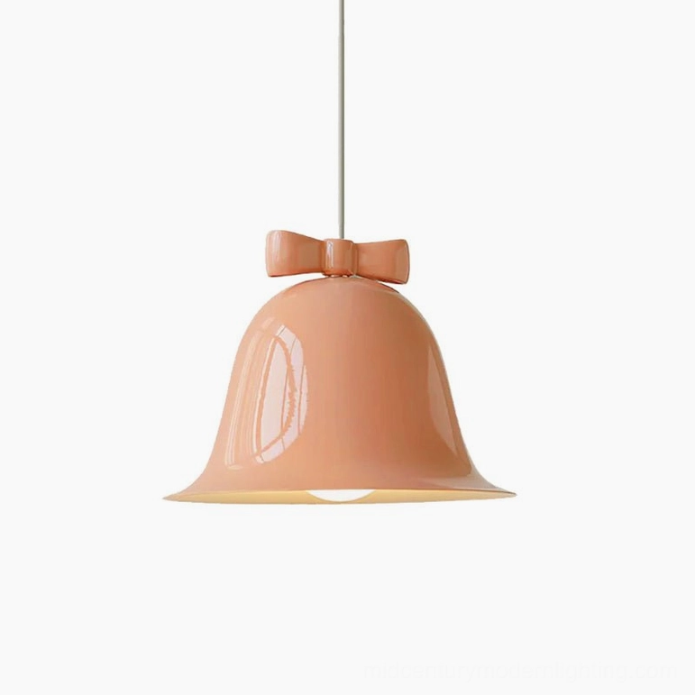 Bow bell pendant lamp pink shade color variant