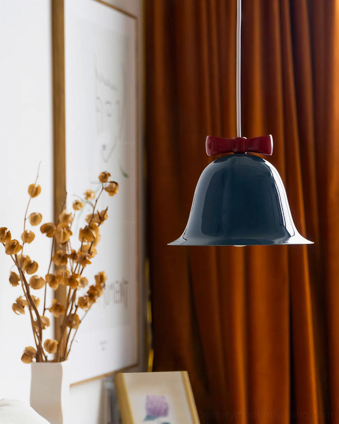 Bow bell pendant lamp product showcase professional photography