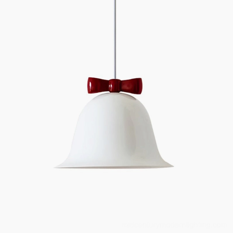 Bow bell pendant lamp red and white two-tone design