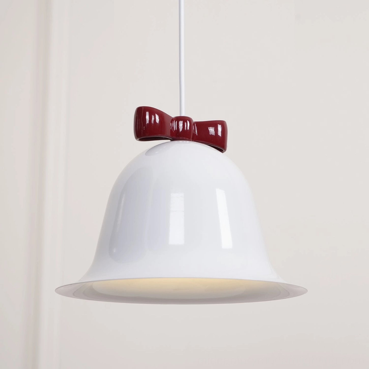 Bow bell pendant lamp white shade contemporary style