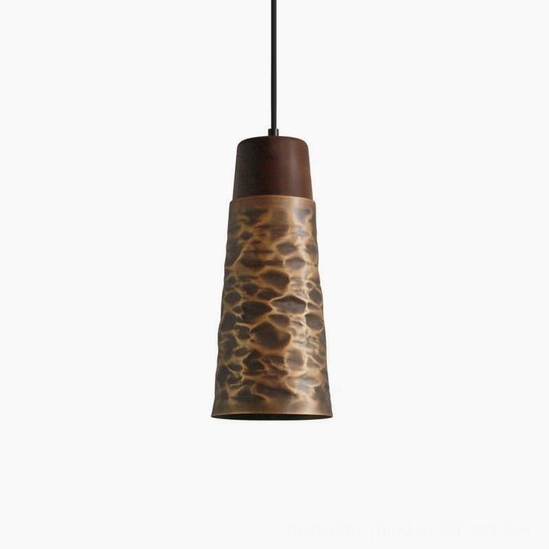 Boyd brass pendant lamp Model D elongated height dramatic vertical statement modern design