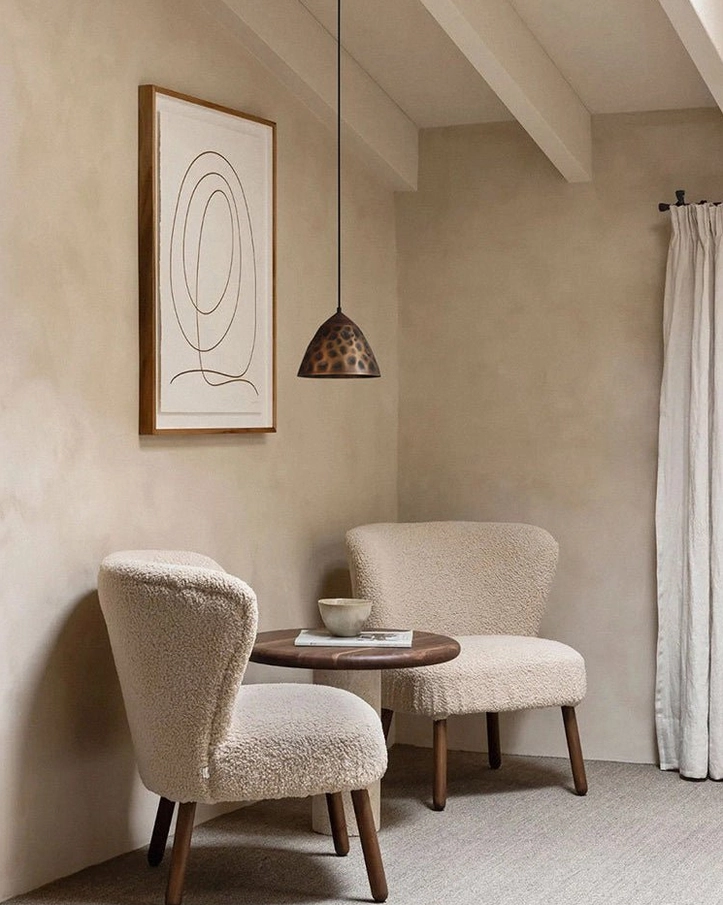 Boyd brass pendant lamp Model E wide shallow form contemporary horizontal application
