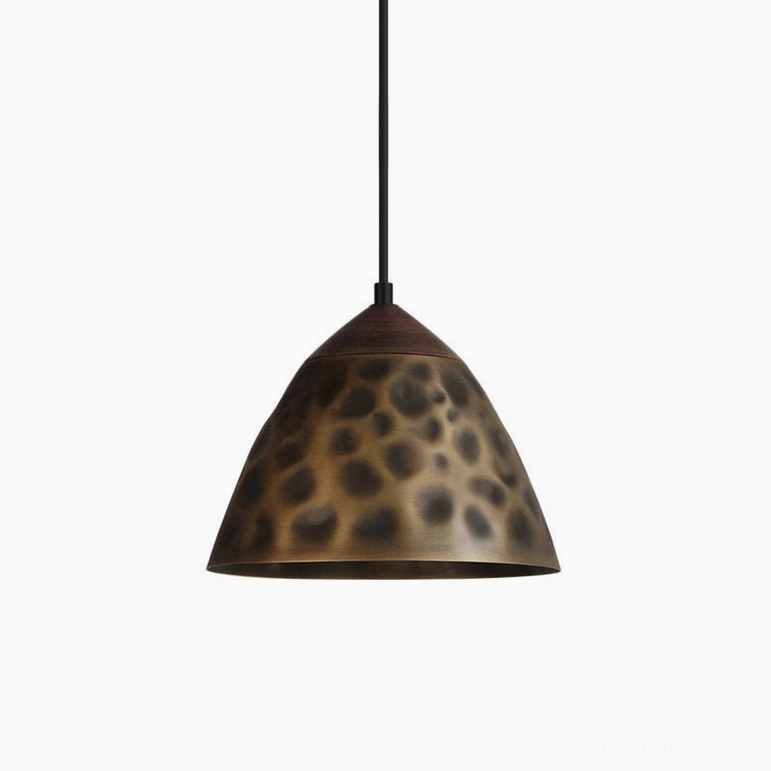 Boyd brass pendant lamp Model F extra large wide sculptural statement antique bronze lighting