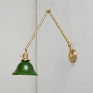 Brady swing arm wall lamp side profile showing adjustable dual joints and rotary switch control