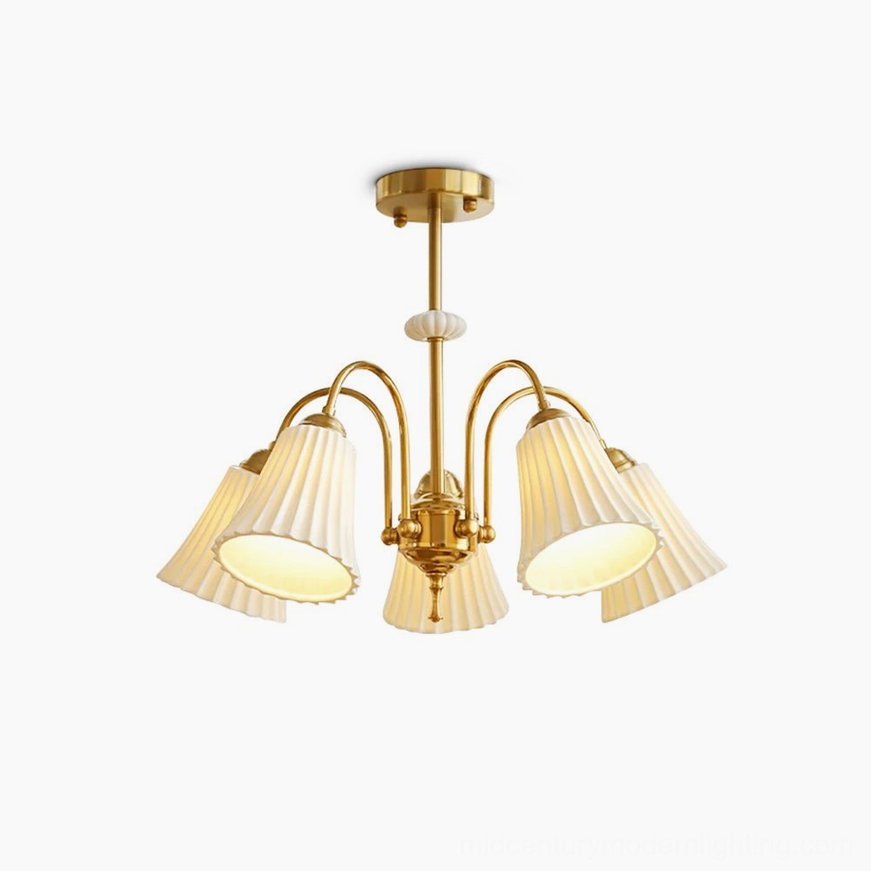 Brass pendant chandelier hero shot featuring complete fixture design, premium materials, and timeless mid-century modern aesthetic appeal