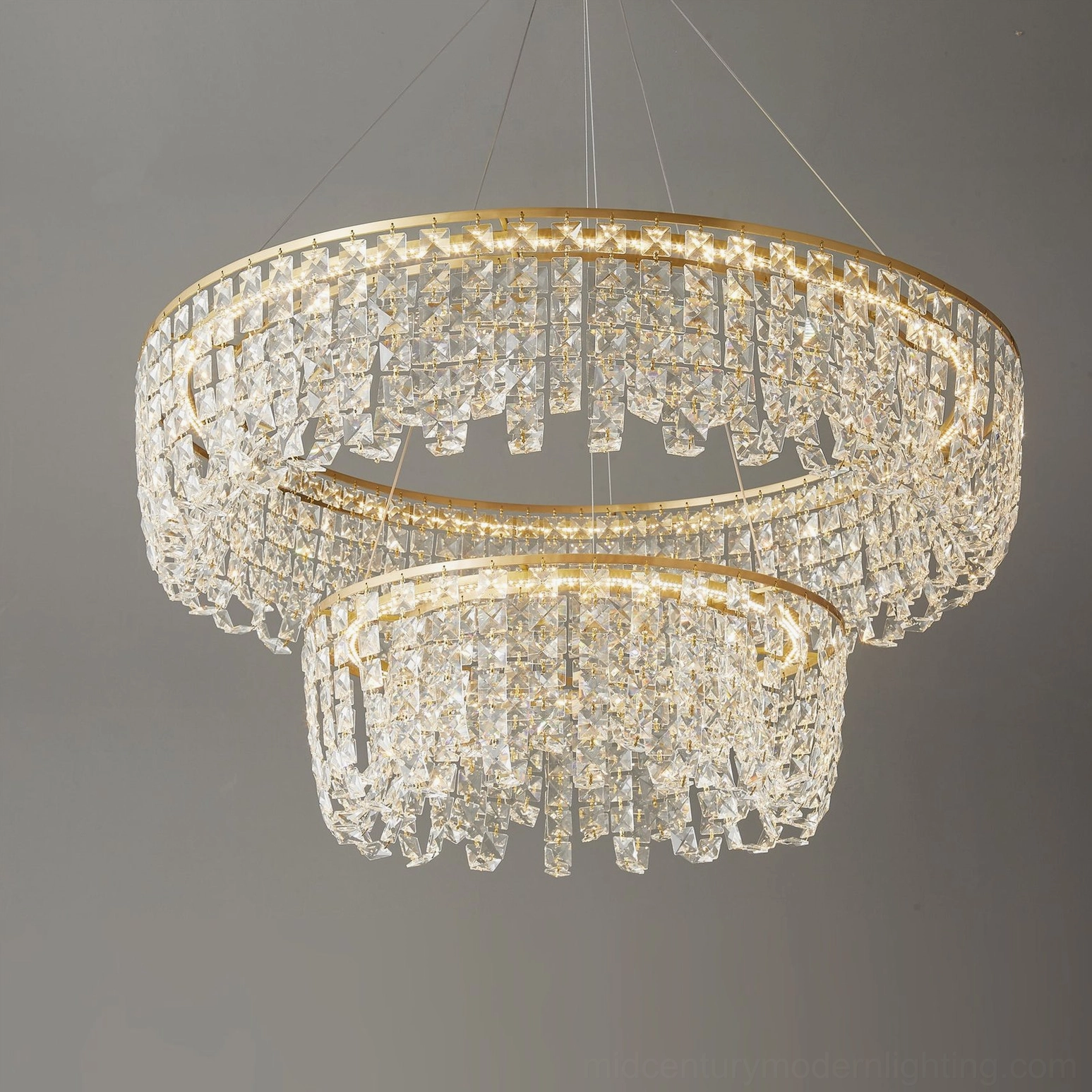 Brass crystal chandelier modern luxury lighting fixture full product view