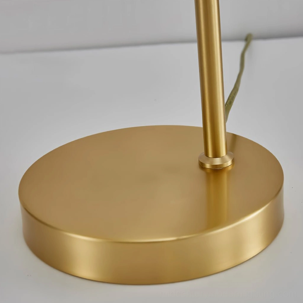 Brass gooseneck table lamp full product view displaying articulated arm design and premium brass construction