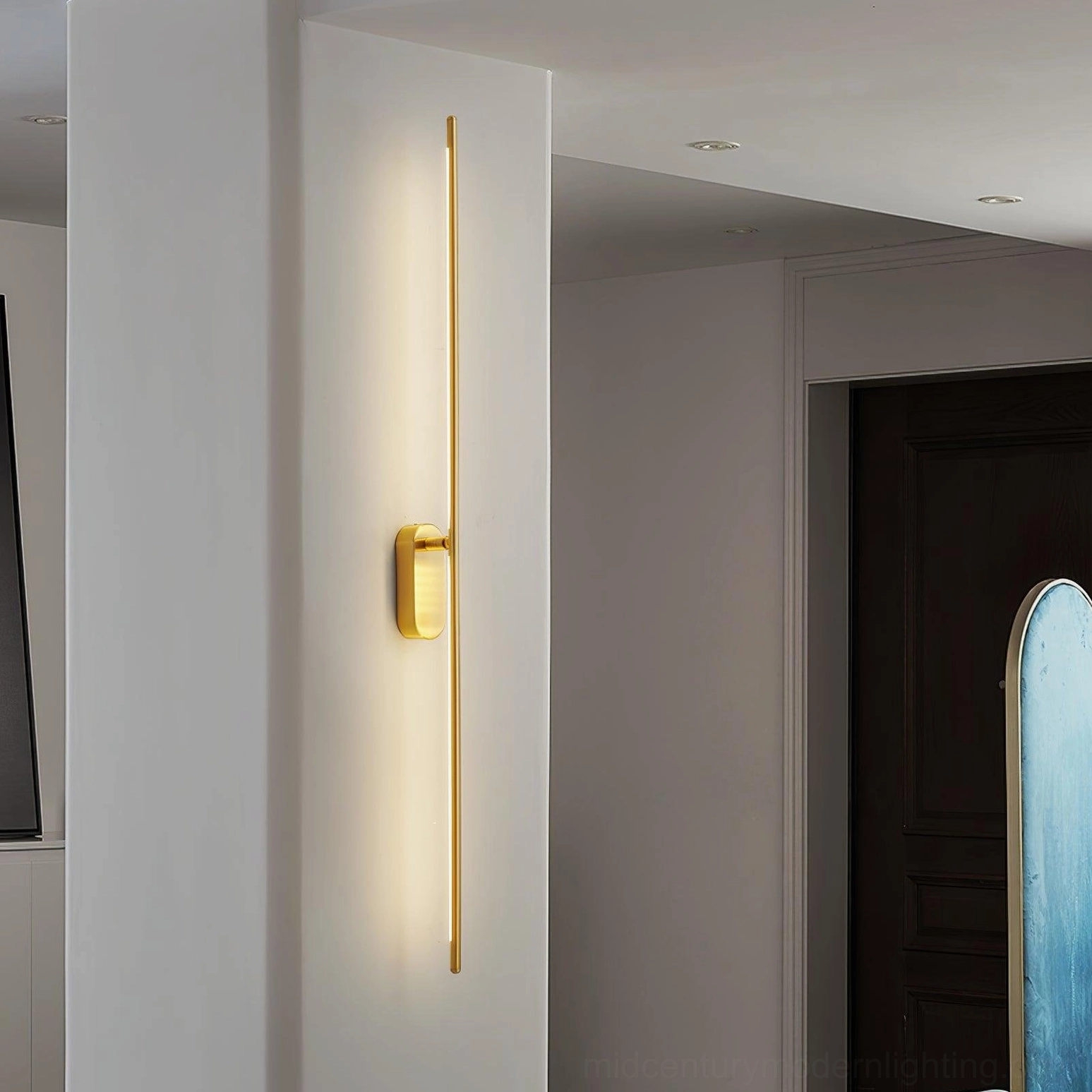 Brass linear sconce entryway hallway modern home decor