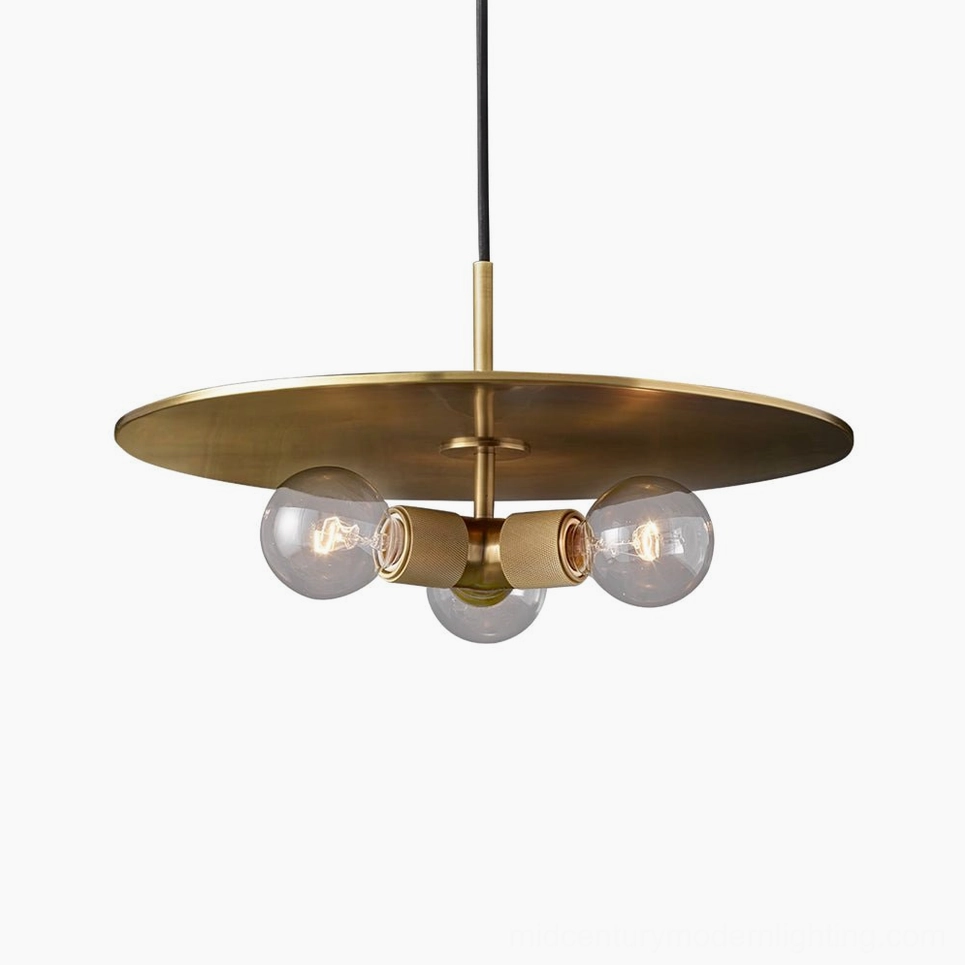 Brass pendant lamp with clear glass shade - polished retro-glam finish