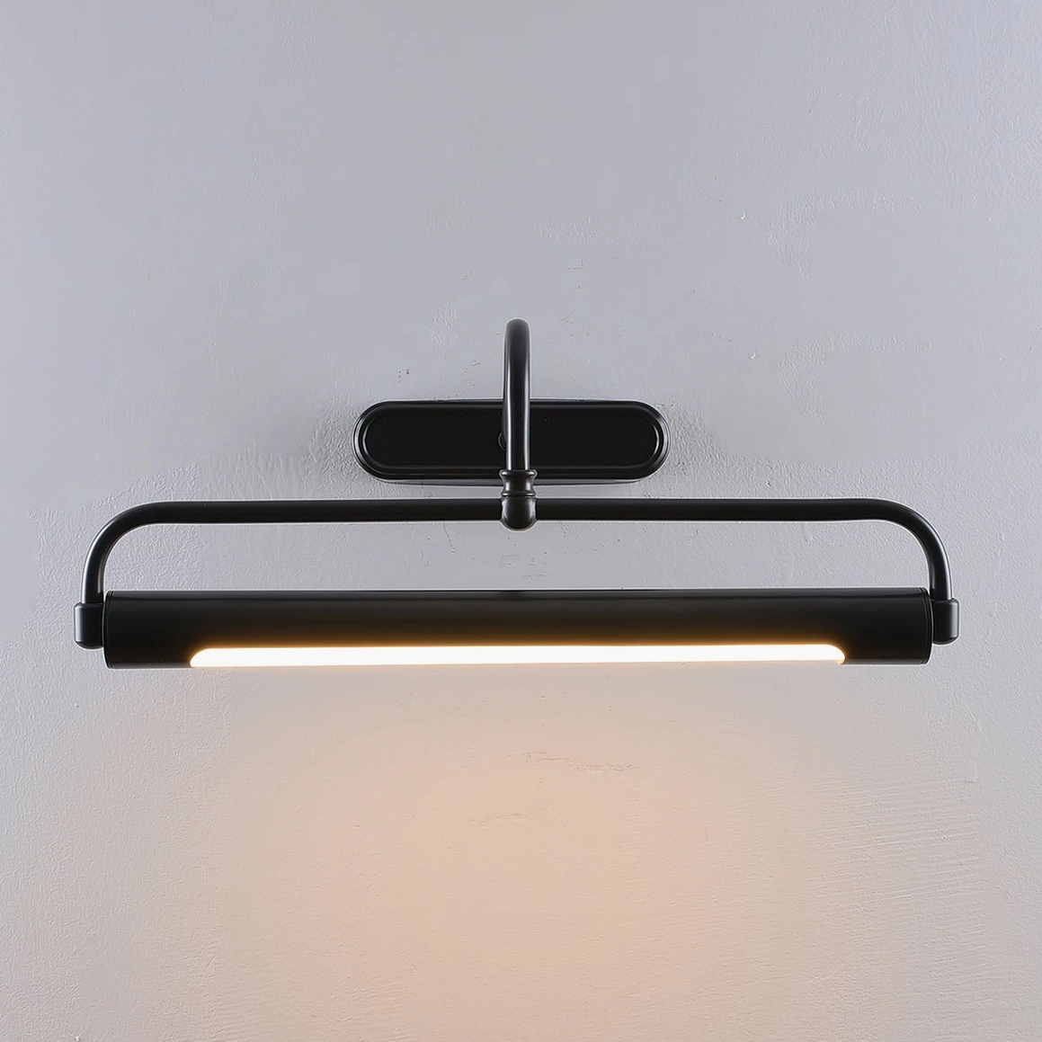 Brass picture light fixture with gooseneck design, gallery art illumination concept