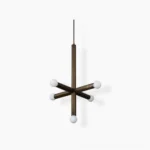 Aged brass union pendant lamp with geometric cross design, front view studio shot