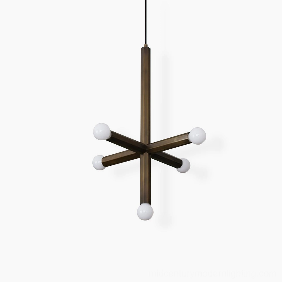Single-head aged brass union pendant lamp mid-century modern design