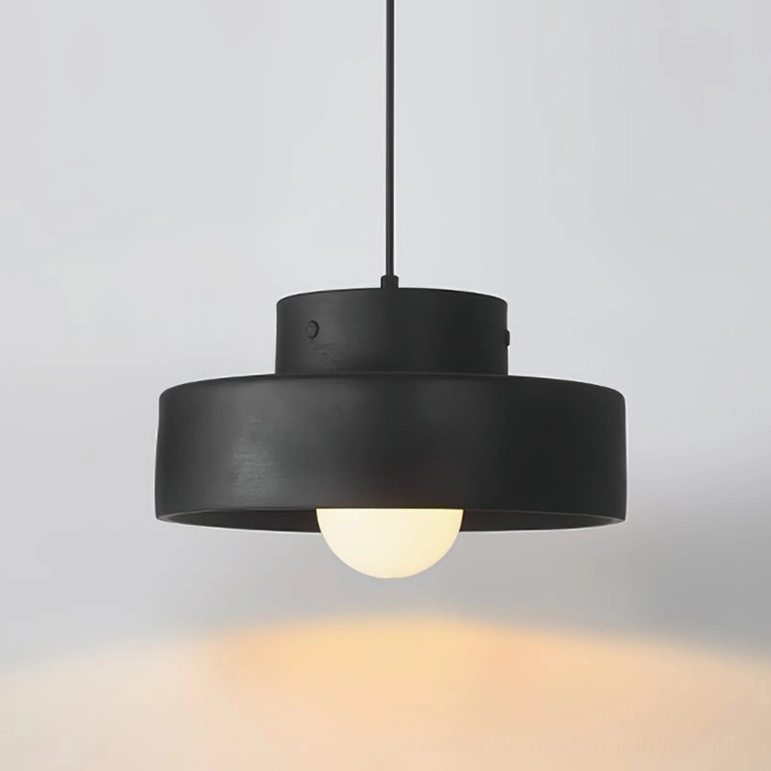 Bray tiered pendant lamp matte black geometric design studio frontal view