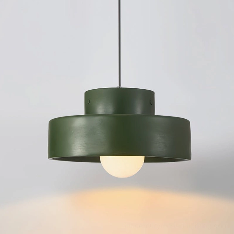 Bray tiered pendant lamp forest green studio close-up modern minimalist shade