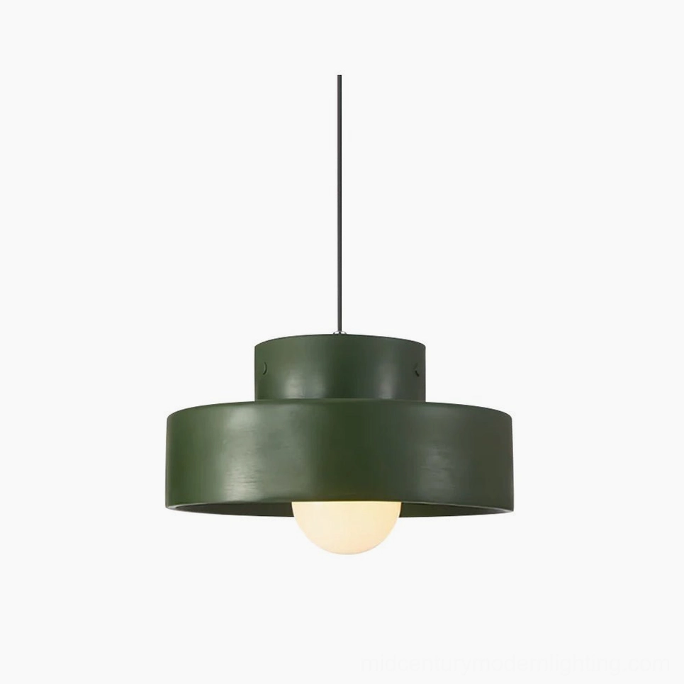 Bray tiered pendant lamp dark green matte finish front view minimalist modern design