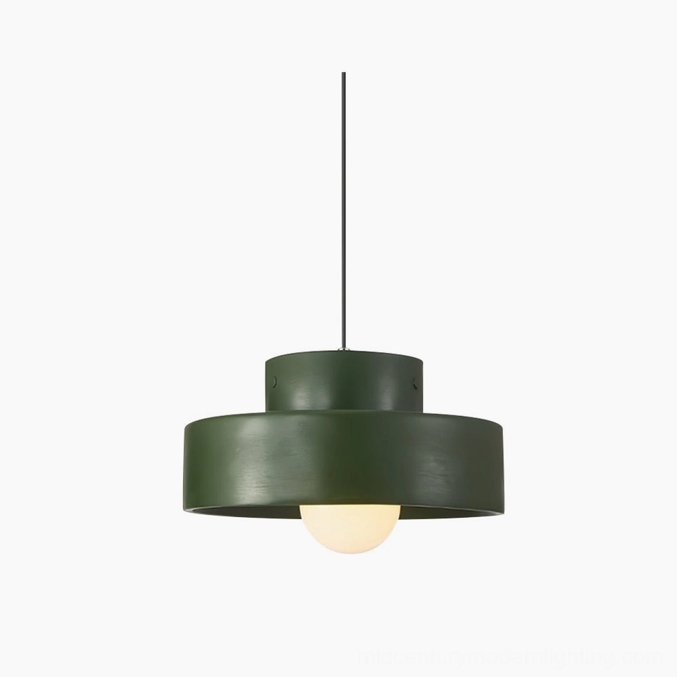 Bray tiered pendant lamp dark green matte resin shade sculptural modern light