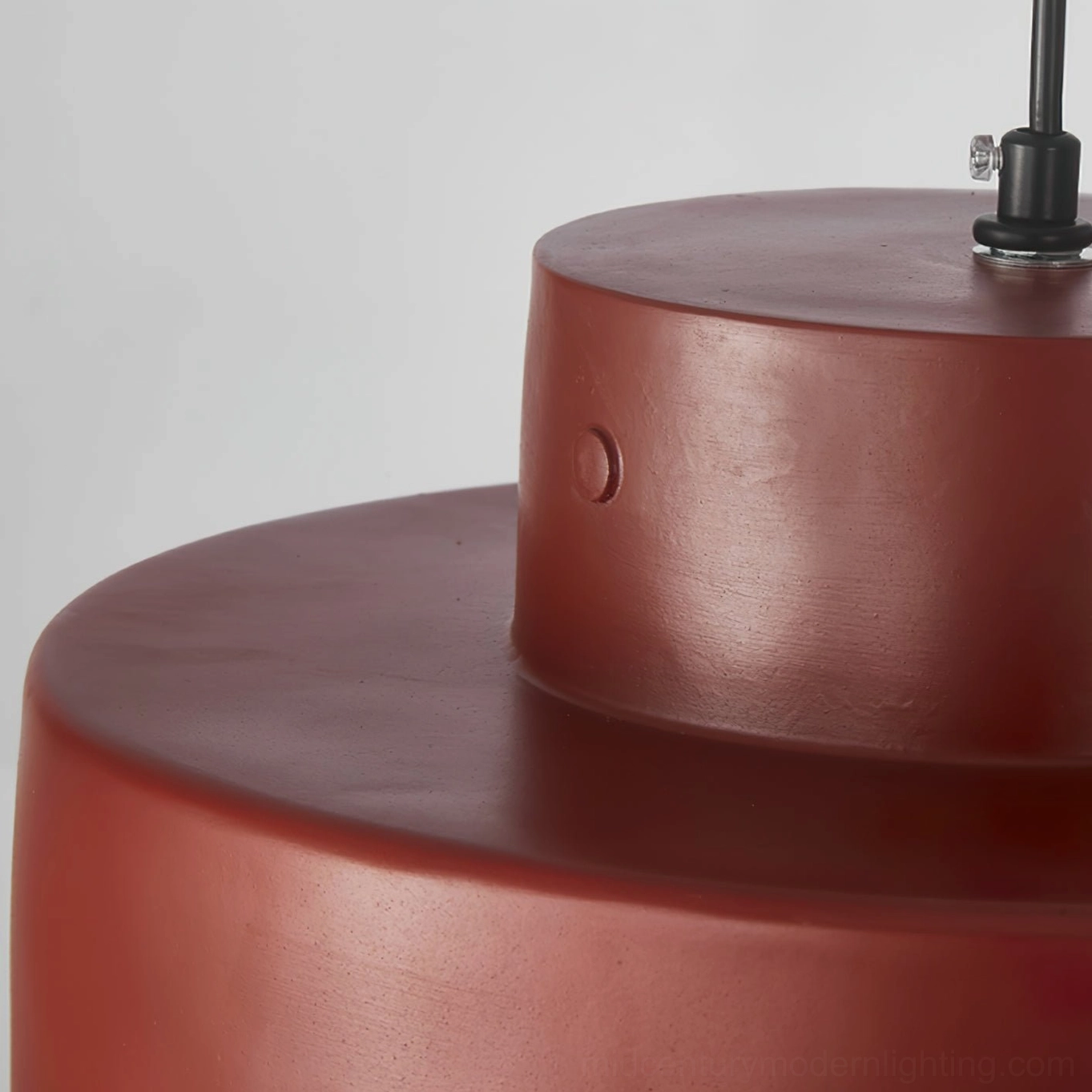 Bray tiered pendant lamp mounting hardware top side view burgundy matte finish