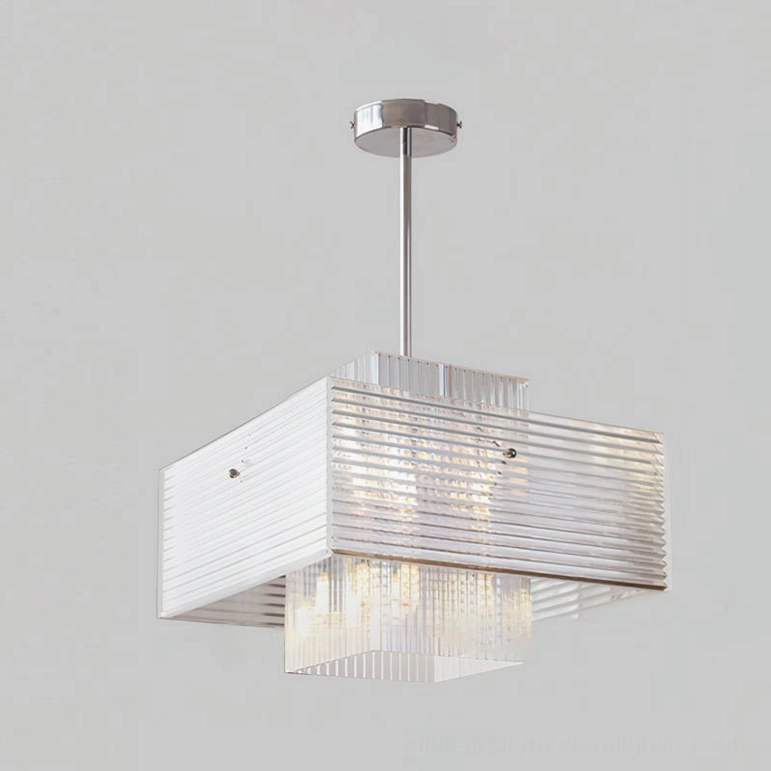 Brenna ribbed glass chandelier compact size model with E27 or G9 bulb compatibility detail