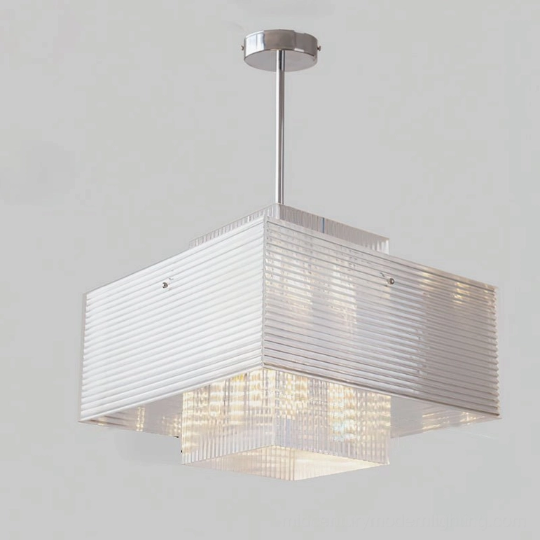 Brenna large layered glass chandelier 45cm wide model with full geometric glass tiering visible