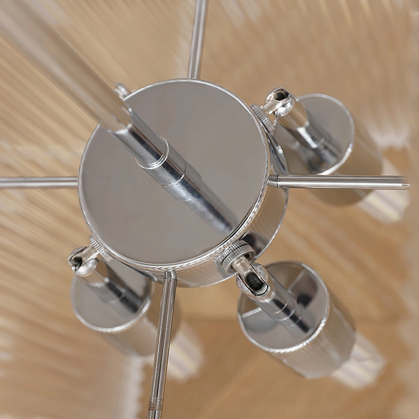 Brenna glass chandelier in minimalist contemporary interior setting with clean aesthetics
