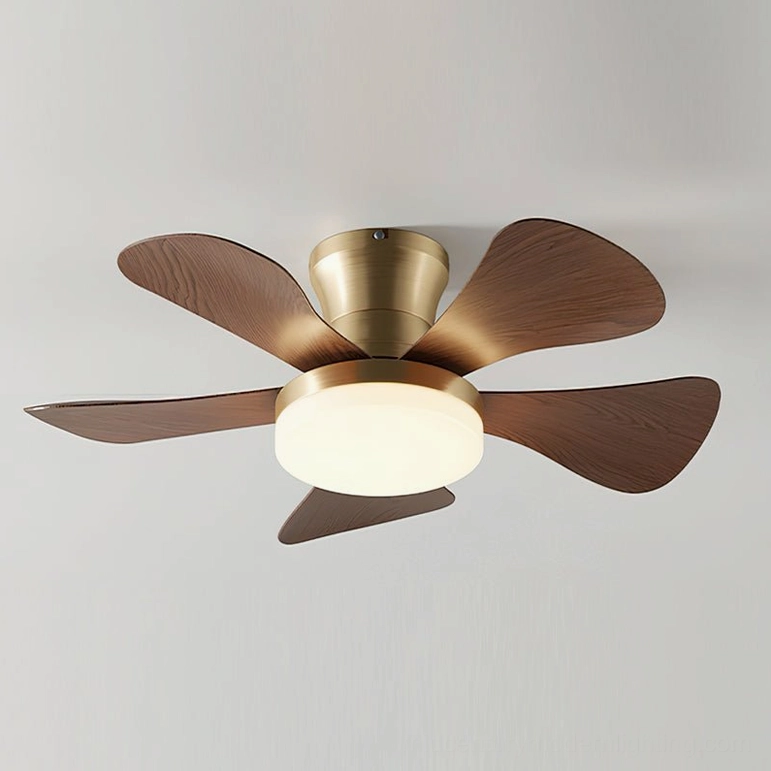 Brennan low-profile ceiling fan light in gold finish with integrated warm white LED lighting