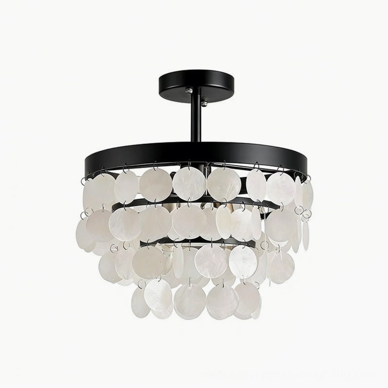 Brielle capiz shell ceiling lamp black and white finish combination in modern home setting