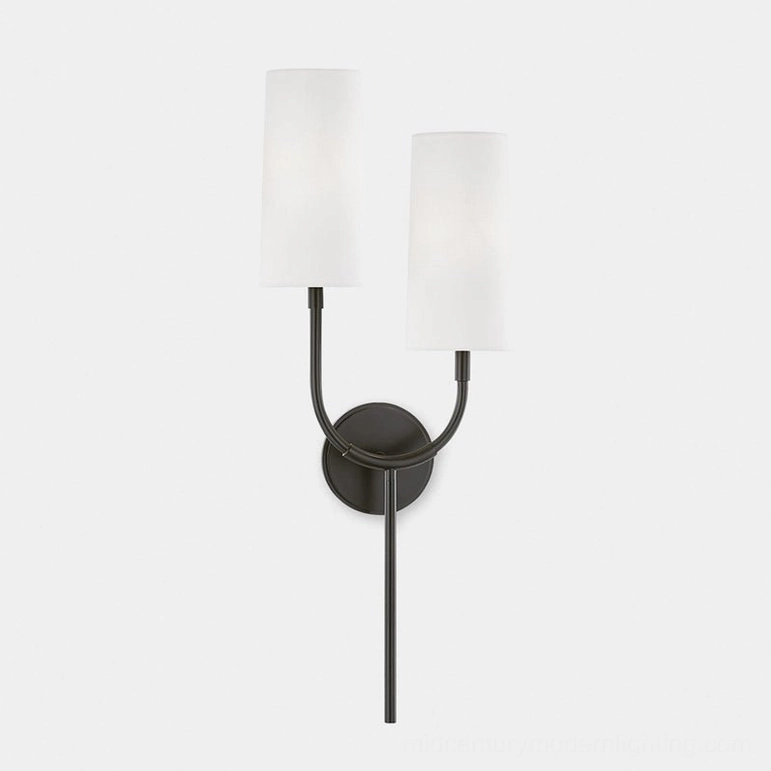 Brio wall sconce matte black finish double-arm design studio view front angle modern lighting fixture