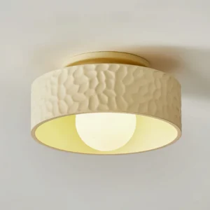 Brito cream ceiling lamp low angle overhead installed on white ceiling warm beige finish