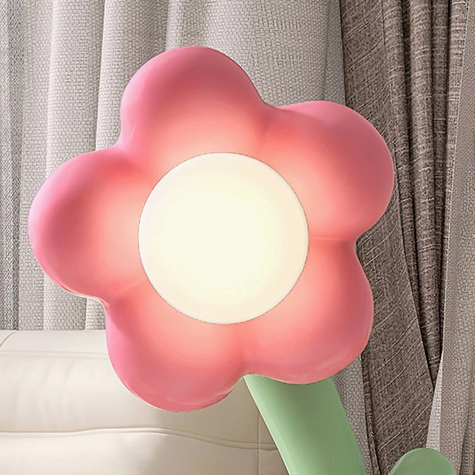 Whimsical bunny floor lamp three-quarter angle showing dimensional sculptural design and resin construction