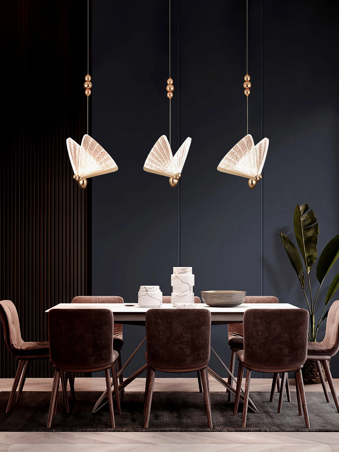 Butterfly pendant light with aluminum alloy frame