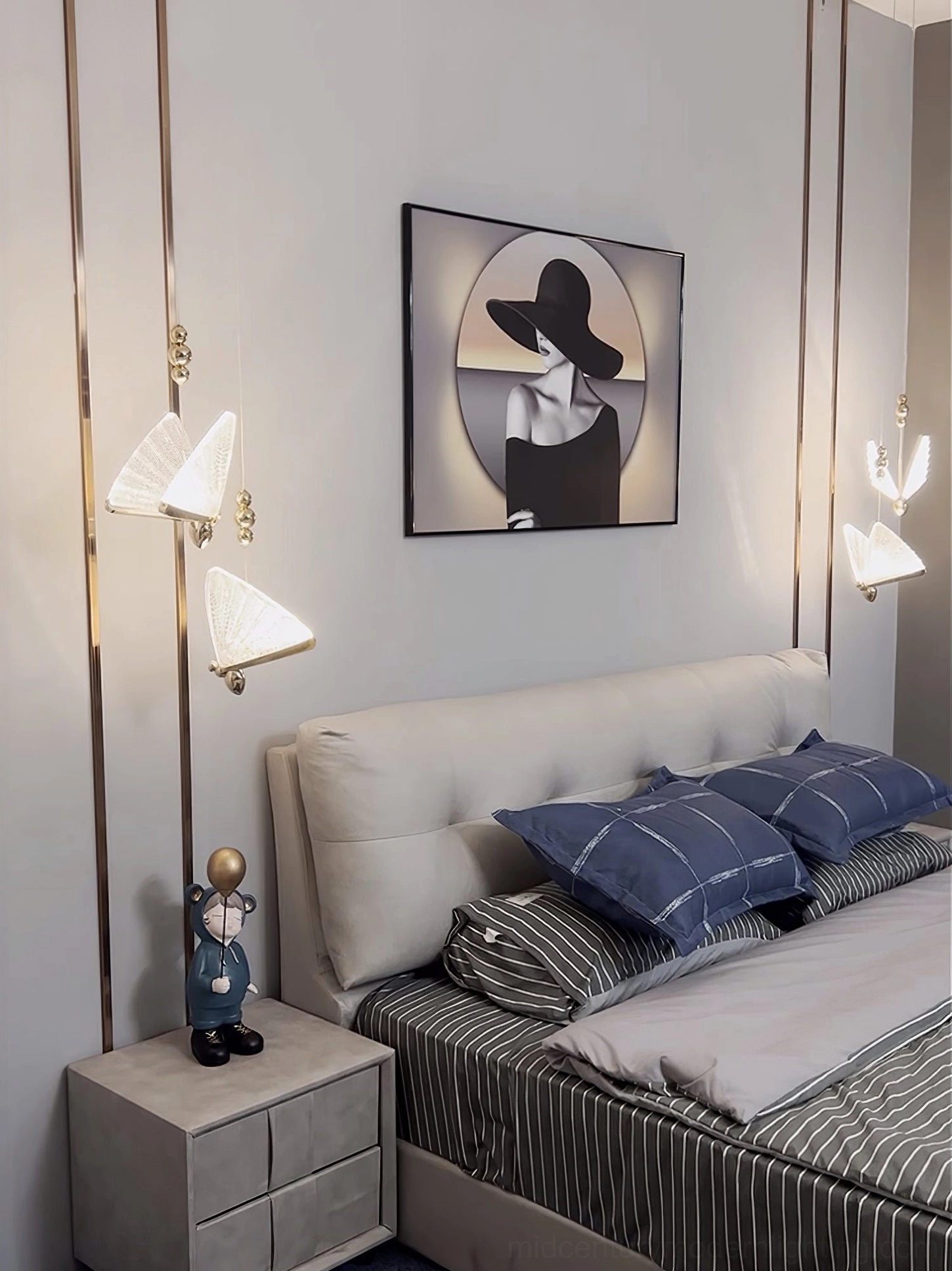 Butterfly pendant light fixture assembly view