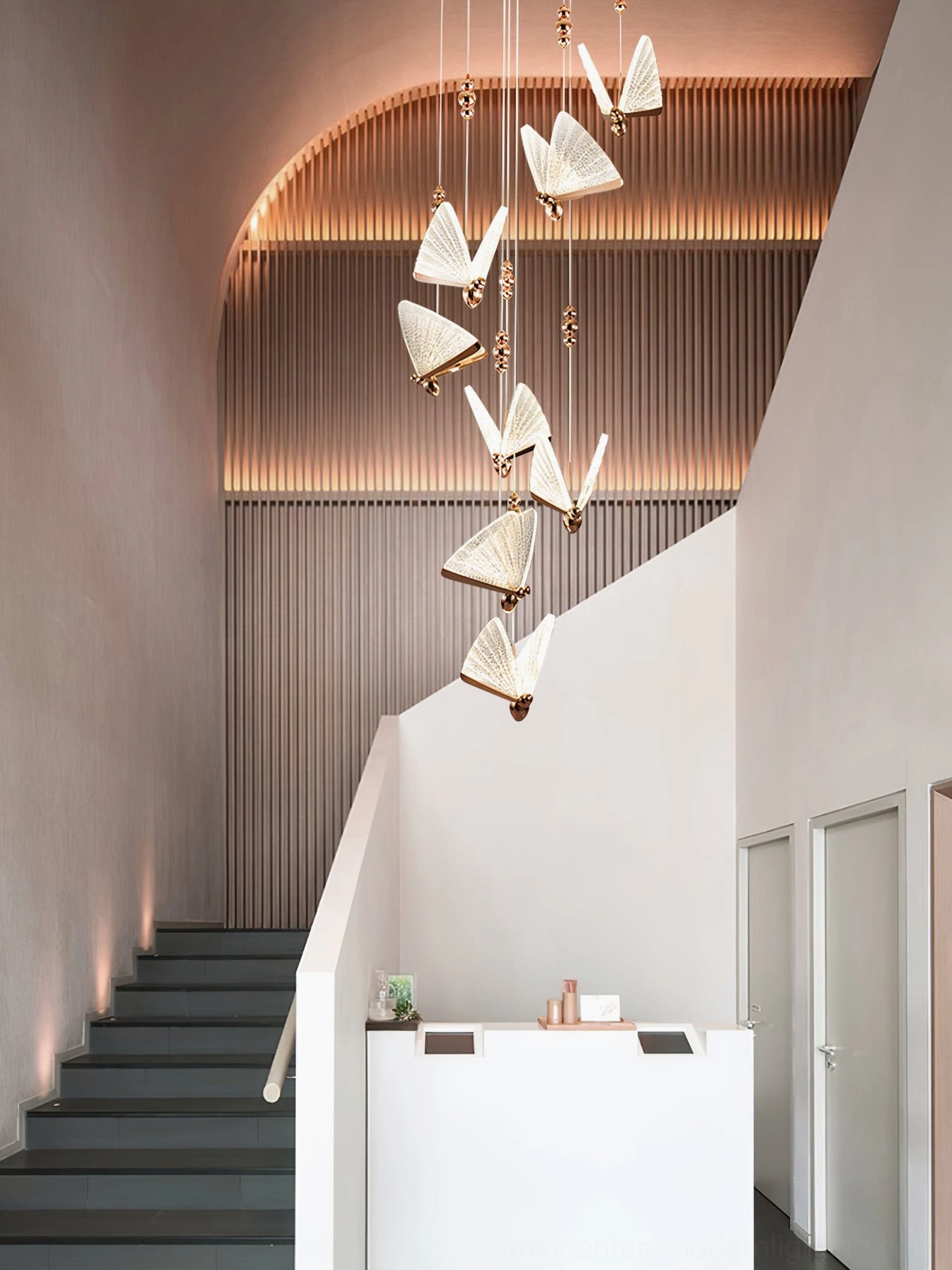 Butterfly pendant light in modern home interior