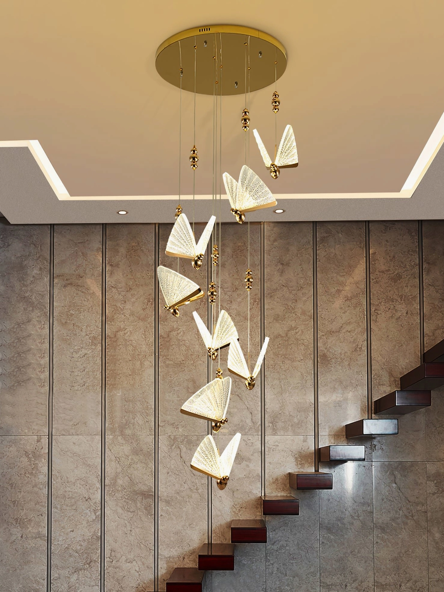Butterfly pendant light mid-century modern aesthetic