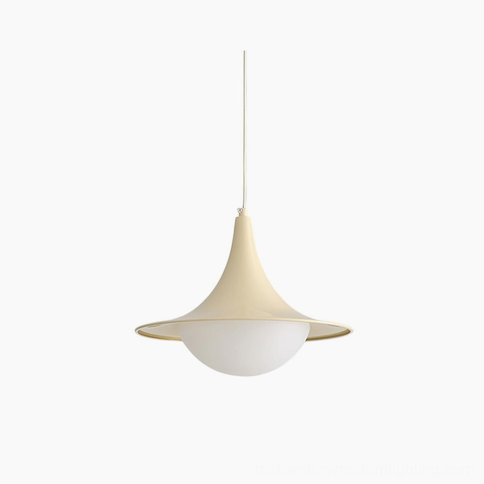 Cabana Pendant Light cream-colored frosted glass dome in studio view, minimalist Scandinavian design, front view