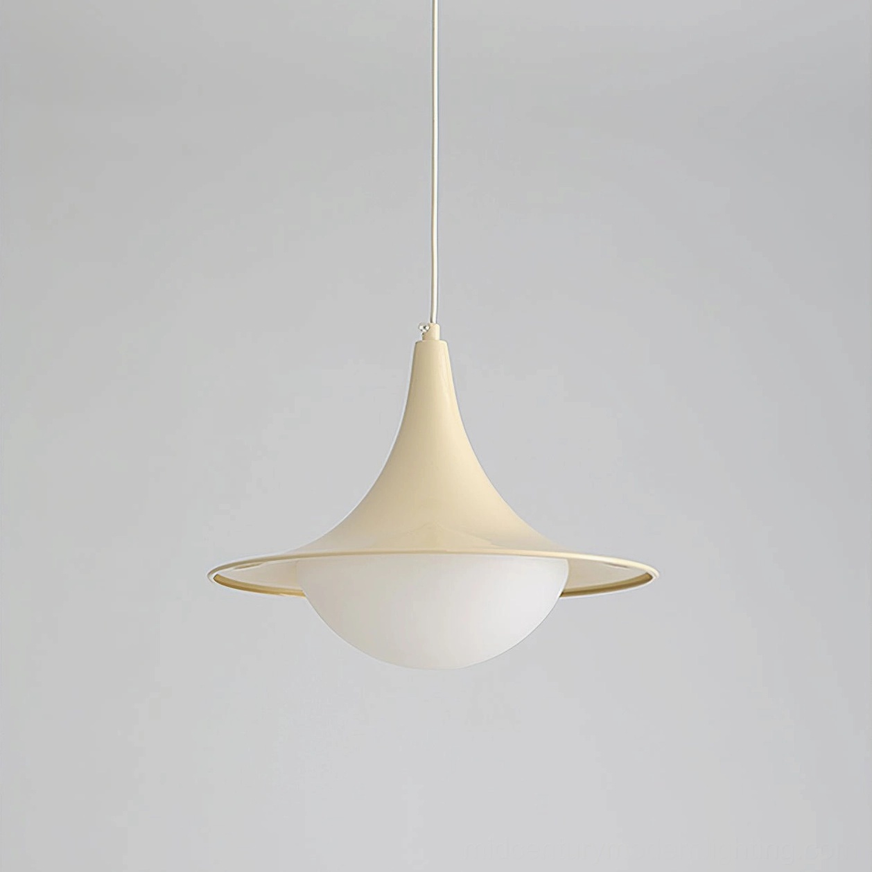 Cabana Pendant Light frosted glass diffuser close-up detail, integrated LED warm light technology