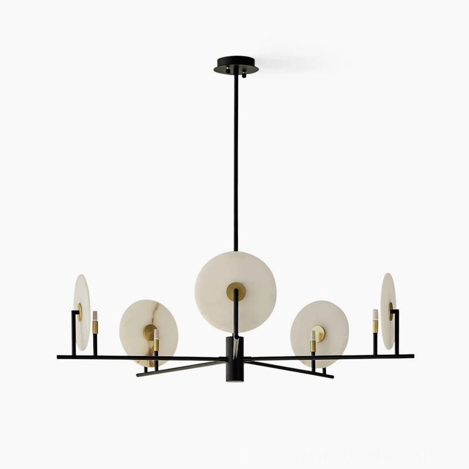 Callisto modern alabaster chandelier full product shot highlighting sculptural design and warm luminescence potential