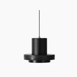 Calm black stone pendant lamp studio product shot - minimalist modern lighting fixture with matte black finish