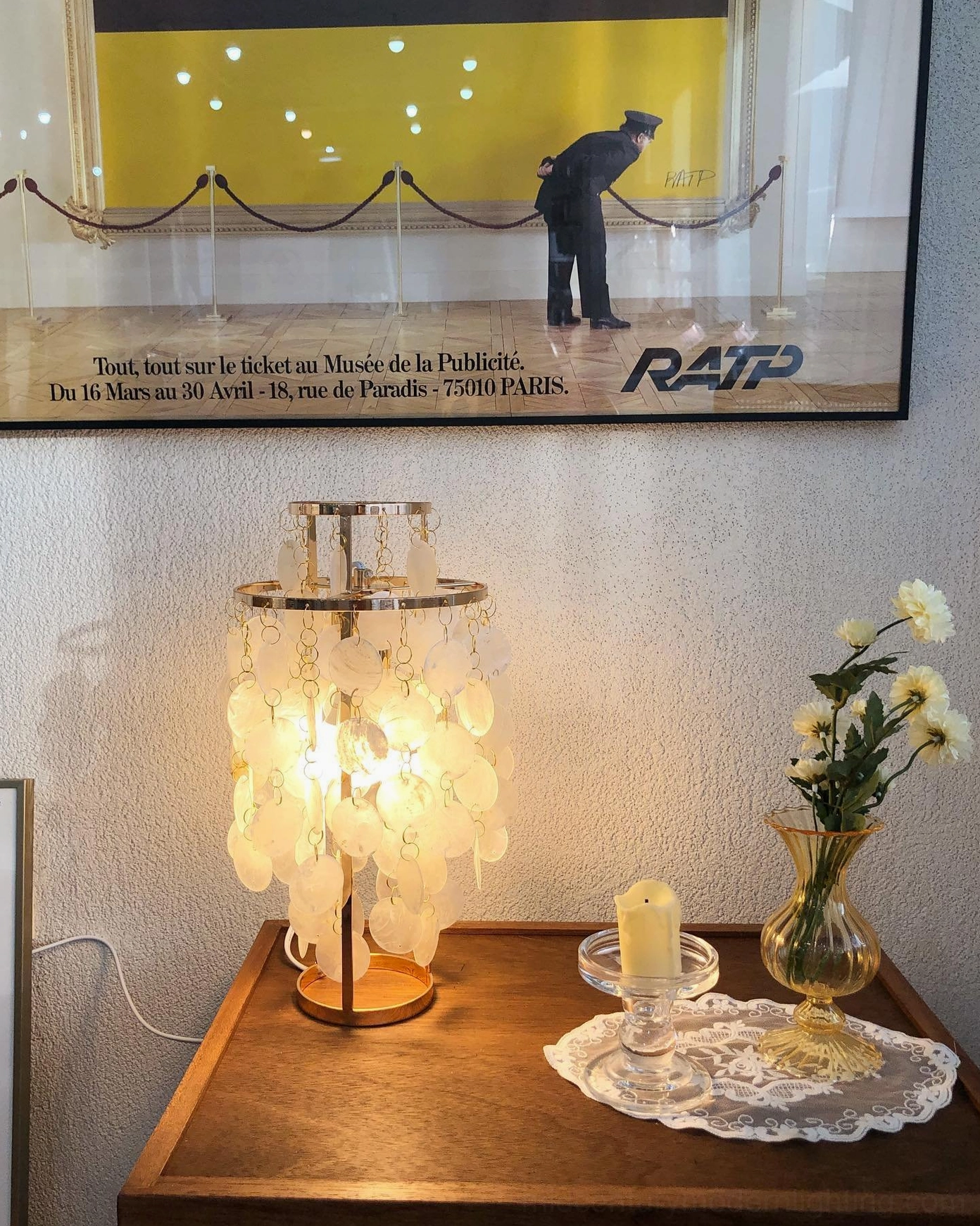 Modern capiz shell pendant lamp creating artistic light diffusion in home interior