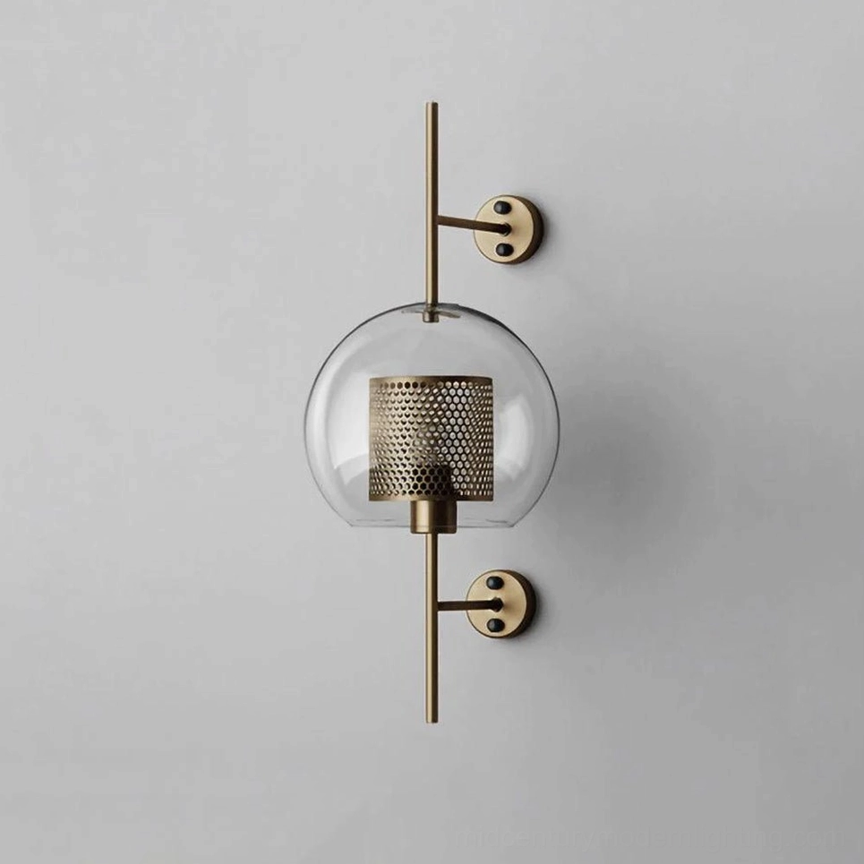 Modern glass wall lamp with capsule form and honeycomb mesh construction