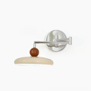 Carins cream and chrome adjustable swing arm wall lamp front view with dual rotation joints