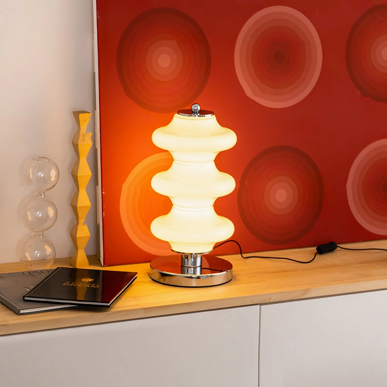 Carlo midcentury modern table lamp complete product specifications chrome base white opal glass shade