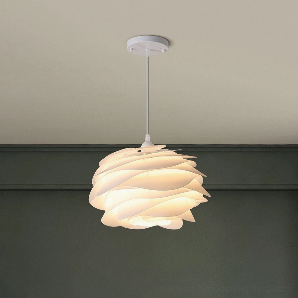 Carmina pendant lamp available sizes comparison: small 13 inch and large 16.9 inch diameter options