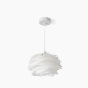 Carmina wavy petal pendant light in matte white, frontal studio view showcasing Nordic minimalist design