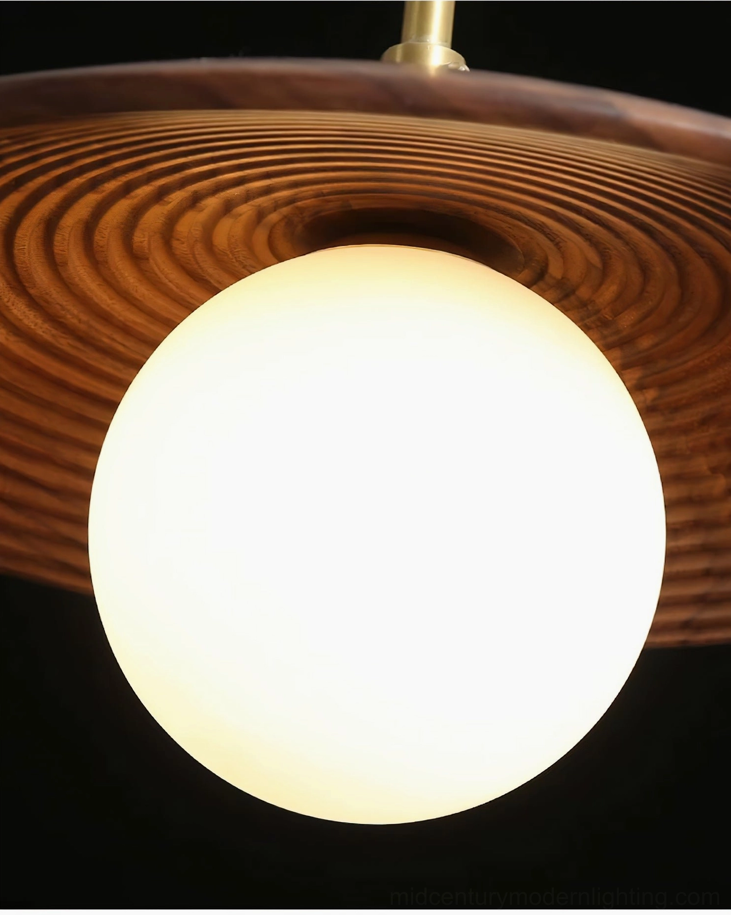 Caroll saucer pendant light suspended wire and dome profile view showing silhouette design