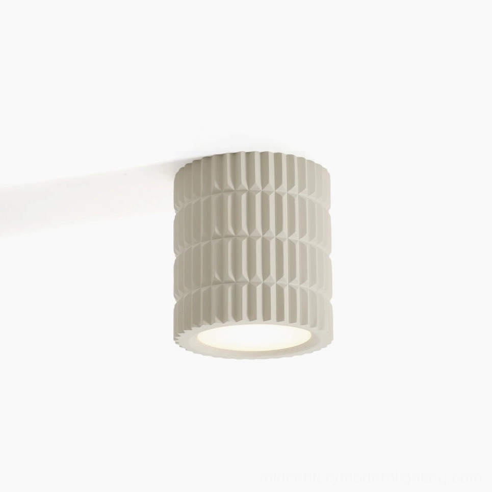 Carran fluted ceiling light multiple finish options, modern geometric lighting design variations