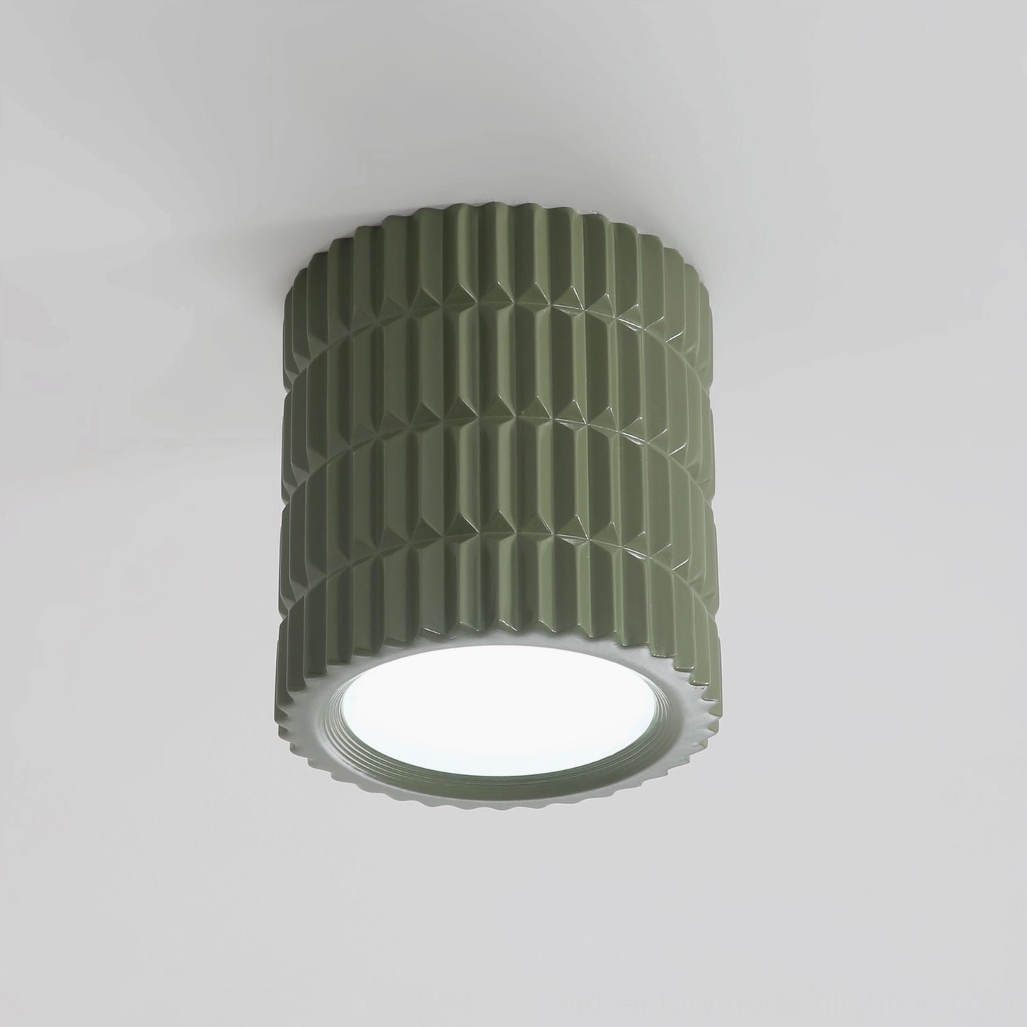 Carran ribbed fixture contemporary interior installation, sculptural ceiling light design