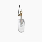Carson Capsule Pendant Light industrial minimalist design with clear glass casing and chrome metal hardware front view