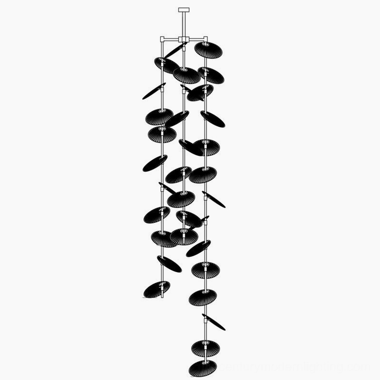Cascade fan chandelier architectural lighting fixture for grand foyer hotel lobby luxury installation