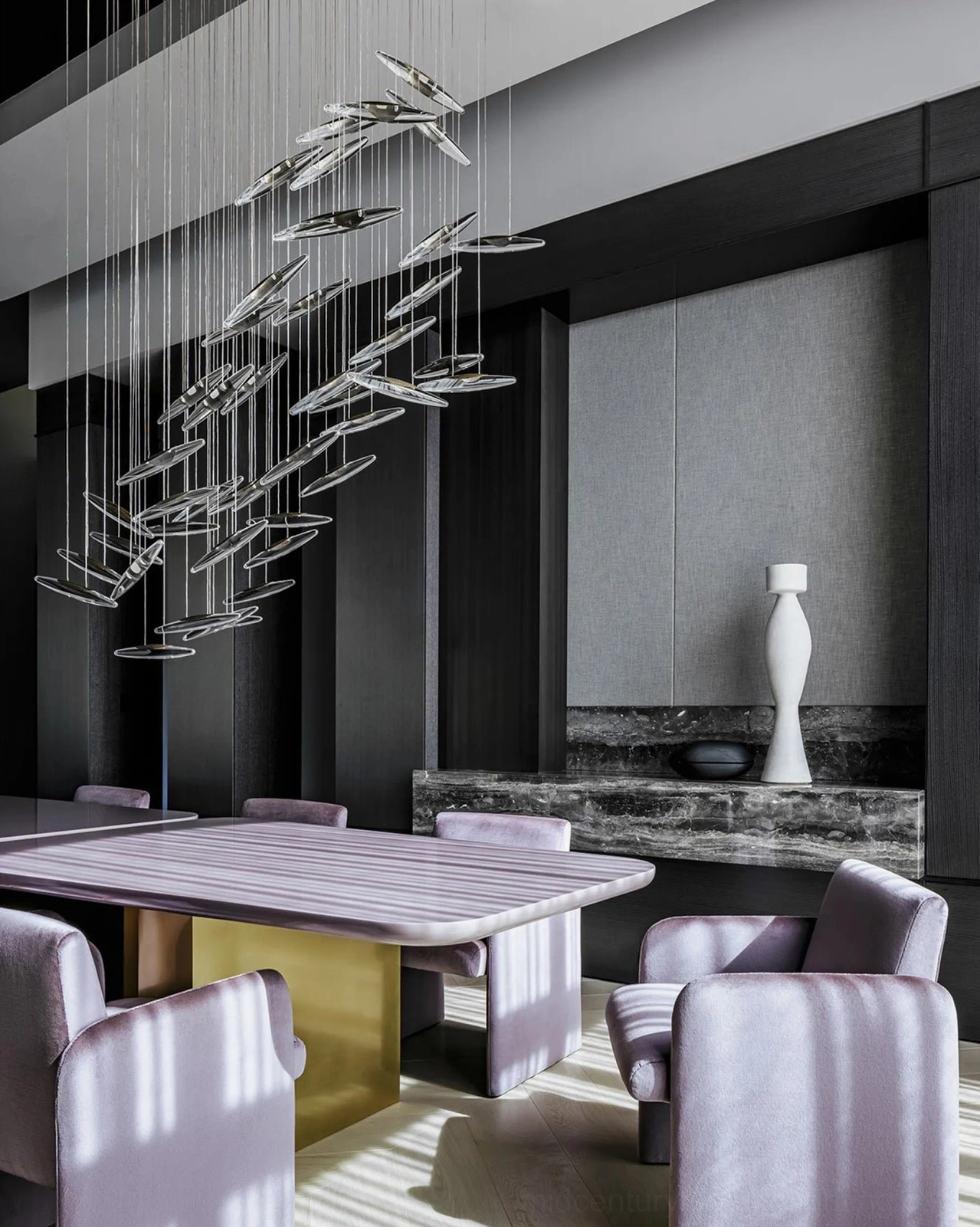 Cascading moonlight whispers chandelier in expanded configuration showing scalability options